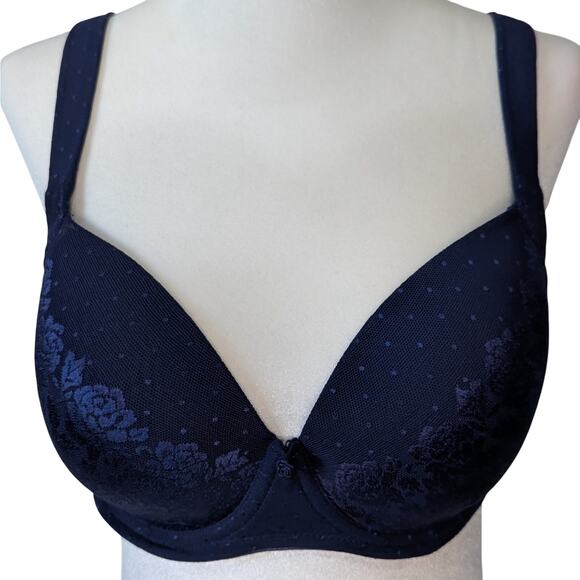Soma Other - Soma Stunning Support Full Coverage Floral Lace Underwire Navy Blue Bra Size 34D